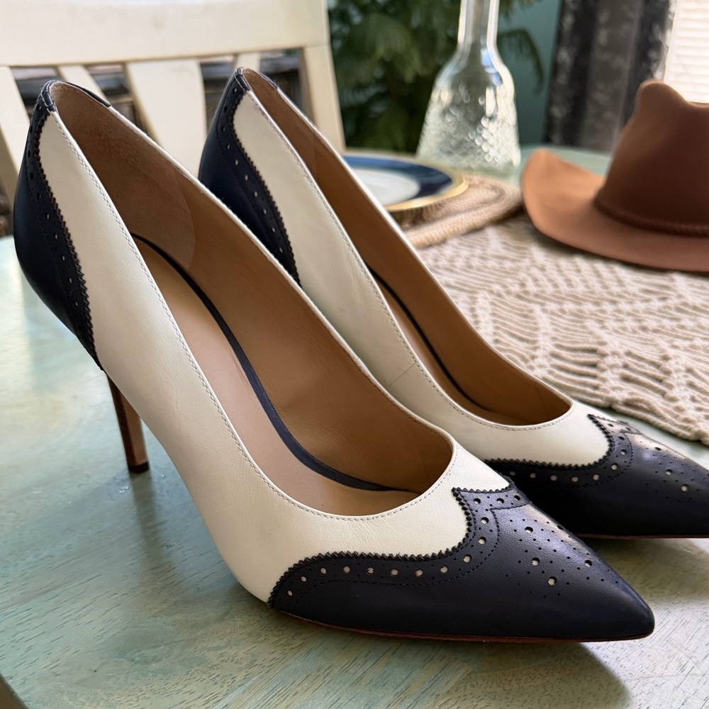 Ralph Lauren Navy and White Heels